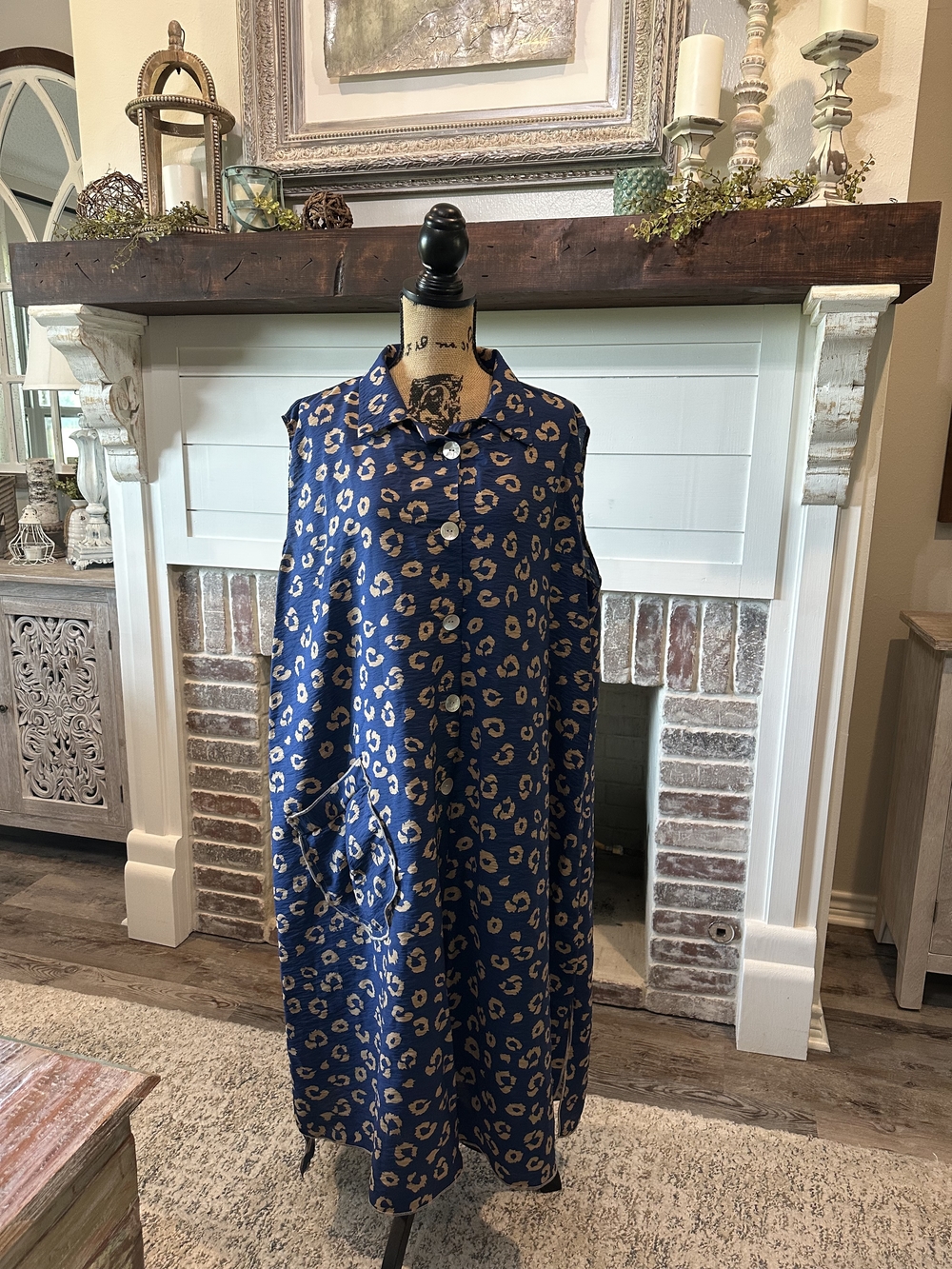 Blue Leopard Print Vest